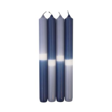 Candele dip dye LISSITA, 4 pezzi, grigio blu-blu scuro, 25cm, Ø2,3cm, 11h