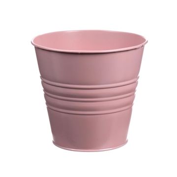 Vaso rotondo MICOLATO con scanalature, zinco, rosa, 12cm, Ø13,5cm