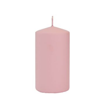 Candela a colonna LYCANTHIA, pastello smerigliato, rosa antico, 13cm, Ø7cm, 52h