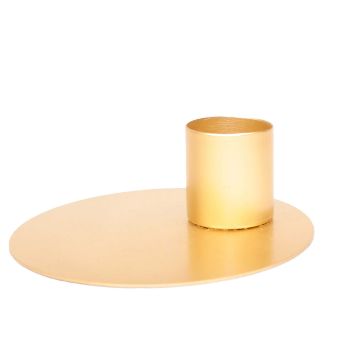 Portalumino in metallo TERENCE per candele affusolate, oro antico, 4,5cm, Ø12,5cm