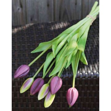 Bouquet di tulipani finti LONA, viola-verde, 45cm, Ø20cm