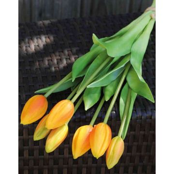 Bouquet di tulipani finti LONA, verde-arancione chiaro, 45cm, Ø 20cm
