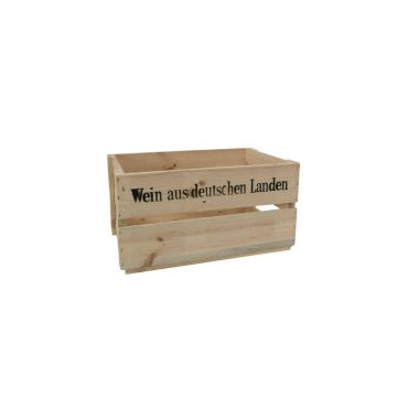 Scatola vino / scatola in legno GRETA, colore naturale, con scritta, 45x32x24cm