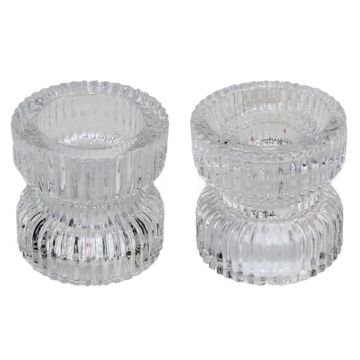 Portalumino reversibile in vetro ARTORIUS per candele tea light, candele a colonna, trasparente, 6cm, Ø6,4cm
