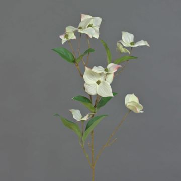 Ramo tessile di corniolo giapponese KOHANA, fiorito, crema, 70cm