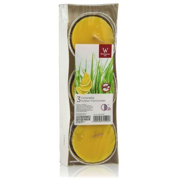 Candele per esterni NAIKE, 3 pezzi, profumo di citronella, giallo, 4cm, Ø8cm, 6h