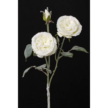 Ramo tessile di rosa centifolia MADITA, neve, crema, 60cm, Ø9cm