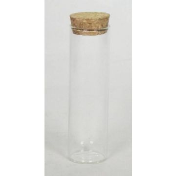 Mini vetro con tappo di sughero SINAN, cilindro/rotondo, trasparente, 12cm, Ø3,5cm