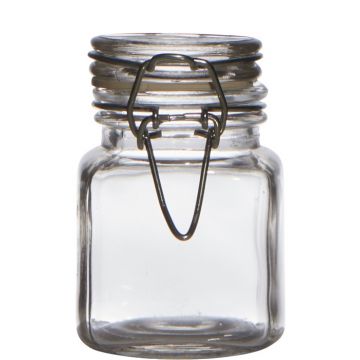 Mini barattolo per conserve / Vaso per spezie POPPY con tappo meccanico, cilindro/rotondo, trasparente, 7,5 cm, Ø5 cm