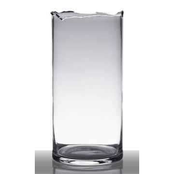 Vaso da pavimento in vetro BROOKE con bordo ad effetto scheggiato, cilindro/rotondo, trasparente, 37cm, Ø18cm