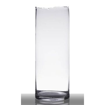 Vaso da pavimento in vetro BROOKE con bordo ad effetto scheggiato, cilindro/rotondo, trasparente, 47cm, Ø18cm