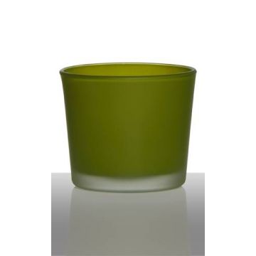Vetro per candele ALENA FROST, cilindro/rotondo, verde mela, 9 cm, Ø10 cm