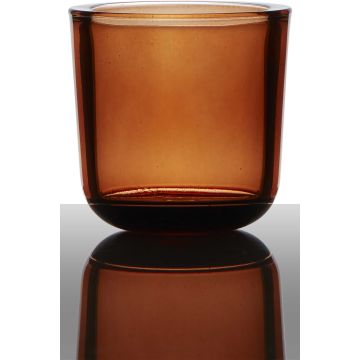 Portacandela NICK, cilindro/rotondo, arancione trasparente, 7,5 cm, Ø7,5 cm