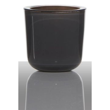 Vaso per candele NICK in vetro, grigio scuro-trasparente, 7,5cm, Ø7,5cm