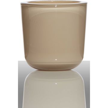 Vetro per candele NICK, cilindro/rotondo, beige, 7,5 cm, Ø7,5 cm