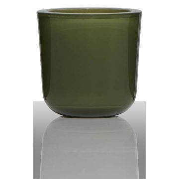 Portacandela NICK, cilindro/rotondo, verde oliva, 7,5 cm, Ø7,5 cm