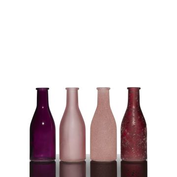 Set di 4 bottiglie ANYA, cilindro/rotondo, rosa-fucsia, 26,5x6x18cm