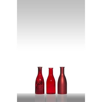 Set di 3 bottiglie ANYA, rosso, 20x6,5x18,5cm