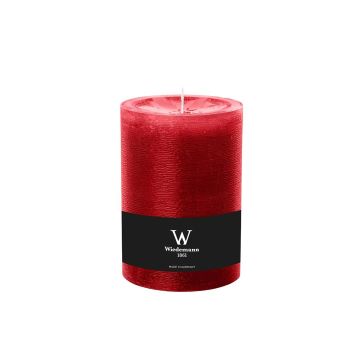 Candela a colonna / Candela di cera AURORA, rosso rubino, 14cm, Ø9,8cm, 100h - Made in Germany