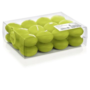Set di 24 candele galleggianti / Lumini ORNELLA, verde mela, 2,8cm, Ø4,5cm, 4h