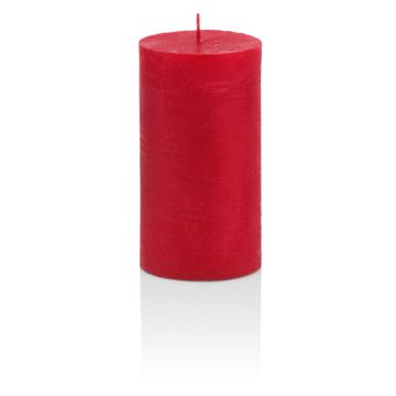 Block di candele / Candela di Natale MATHILDA, rosso rubino, 9cm, Ø5,8cm, 33h - Made in Germany