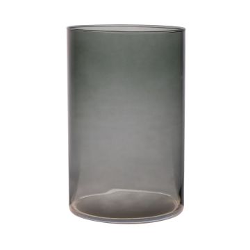 Vaso cilindrico in vetro SANYA EARTH, grigio scuro-trasparente, 21 cm, Ø14 cm
