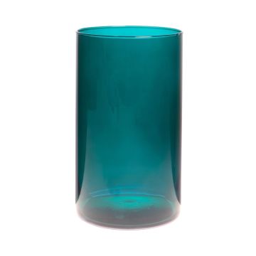 Vaso cilindrico in vetro SANYA EARTH, blu ciano-trasparente, 30 cm, Ø16 cm