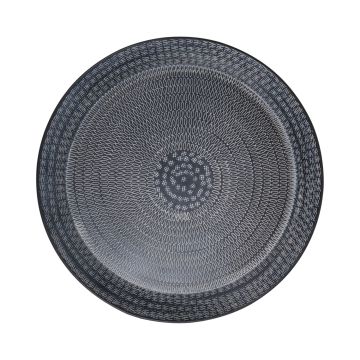 Piatto rotondo in metallo SOLANYI, con motivo, nero, Ø47,5cm