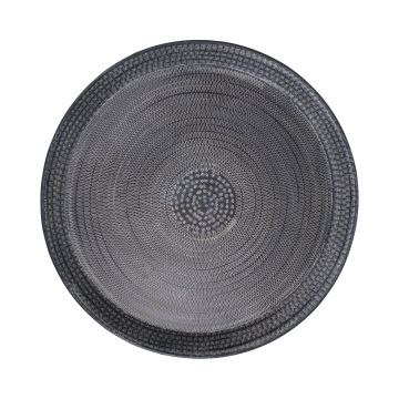 Piatto rotondo in metallo SOLANYI, con motivo, nero, Ø68,5cm