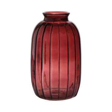 Bottiglia decorativa SILVINA in vetro, con scanalature, rosso-marrone-trasparente, 17,7cm, Ø10,8cm