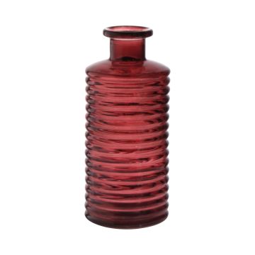 Bottiglia decorativa in vetro STUART con scanalature, rosso-marrone-trasparente, 21,5cm, Ø9,5cm