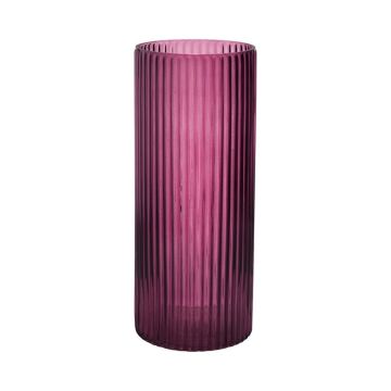 Vaso moderno in vetro SORCHA con scanalature, rosa-trasparente, 30 cm, Ø12,5 cm