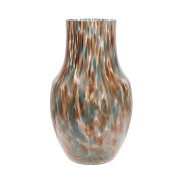 Vaso tondeggiante in vetro RUSSELL, motivo leopardato, oro-marrone-blu-trasparente, 26 cm, Ø18 cm