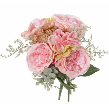 Bouquet di rose di plastica SIERRA ortensia echeveria, rosa, 25cm, Ø25cm