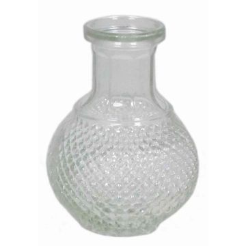 Vaso da fiori DONKA, disegno di diamanti, sfera/rotondo, trasparente, 11,5cm, Ø4,5cm/Ø8cm