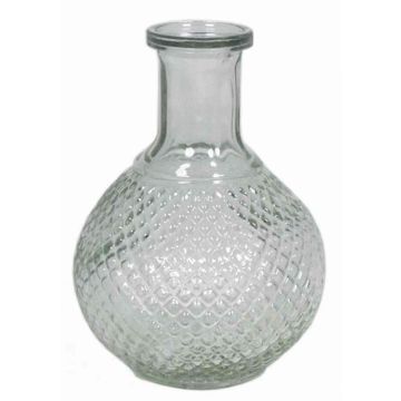 Vaso da fiori DONKA, disegno di diamanti, sfera/rotondo, trasparente, 15cm, Ø4,5cm/Ø11cm