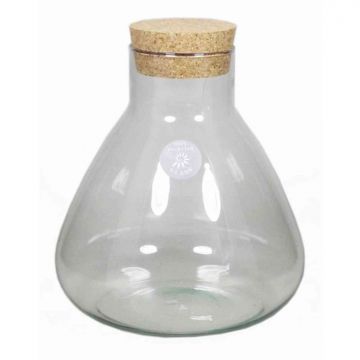 Bottiglia in vetro PEPPA, con coperchio di sughero, conico/rotondo, trasparente, 20cm, Ø7cm/Ø16,5cm