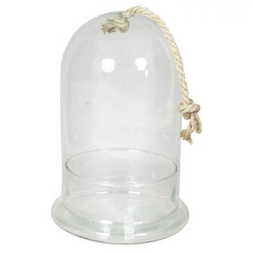 Campana in vetro VOLTA, con corda, cilindrico/rotondo, trasparente, 28,5cm, Ø18cm