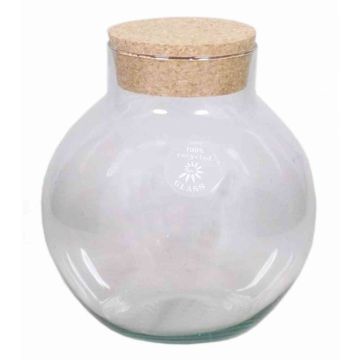 Terrario in vetro GASPAR, con coperchio di sughero, sfera/rotondo, trasparente, 20cm, Ø12cm/Ø19cm