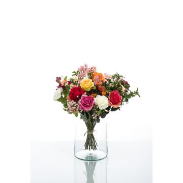 Bouquet tessile FEME, arancione-rosa, 45cm, Ø40cm
