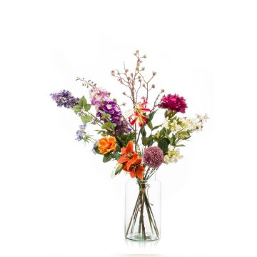 Bouquet tessile FEME, arancione-viola, 105cm, Ø40cm
