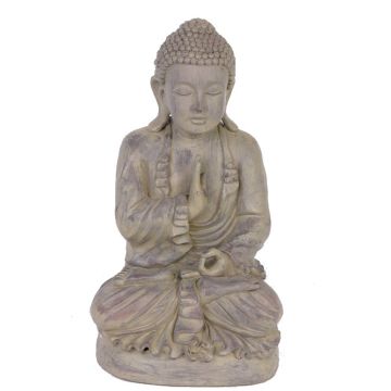 Figura di Buddha SHANTA, seduto in meditazione, grigio, 45cm