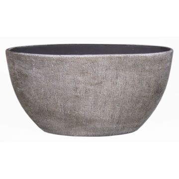Vaso ovale in ceramica AGAPE granulato, bianco-marrone, 49x20x25cm
