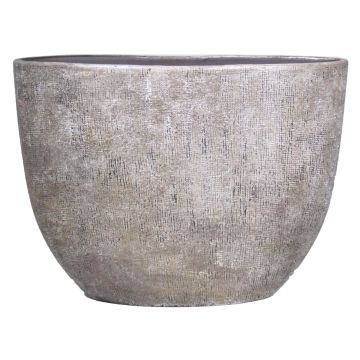 Vaso ovale in ceramica AGAPE granulato, bianco-marrone, 50x20x36cm