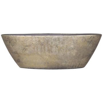 Ciotola a navetta in ceramica AGAPE granulato, oro, 68x19x24cm