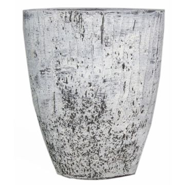 Vaso ovale in ceramica ADELPHOS, effetto pietra, grigio scuro-bianco, 30x16,5x38,5cm