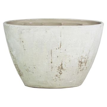 Vaso ovale per orchidee in ceramica ADELPHOS, effetto pietra, grigio chiaro-bianco, 32x14,5x22,5cm