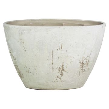 Vaso ovale per orchidee in ceramica ADELPHOS, effetto pietra, grigio chiaro-bianco, 32x14,5x22,5cm