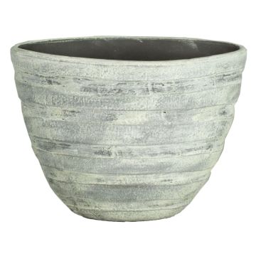Vaso ovale in ceramica ADELPHOS, linee, bianco-grigio scuro, 45x20,5x34cm