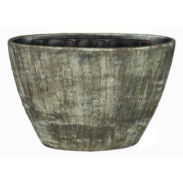 Vaso per orchidee shabby RAKSCHA, ceramica, linee, marrone-verde oliva, 32x14,5x22,5cm